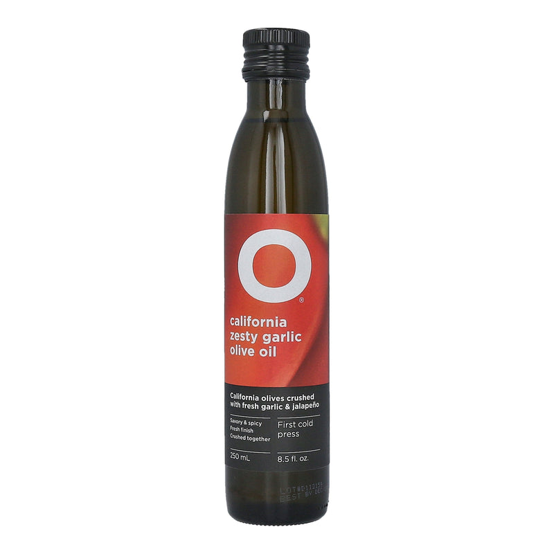 O California Zesty Garlic Olive Oil 6x8.5oz (250ml) Glass
