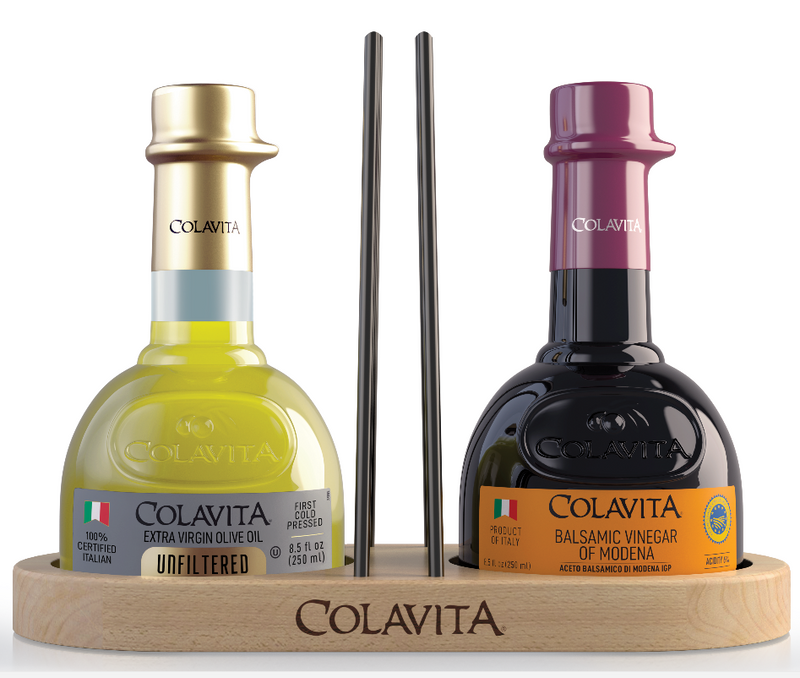 Colavita EVOO/Balsamic Wooden Cruet Sets (3 Sets Per Case)