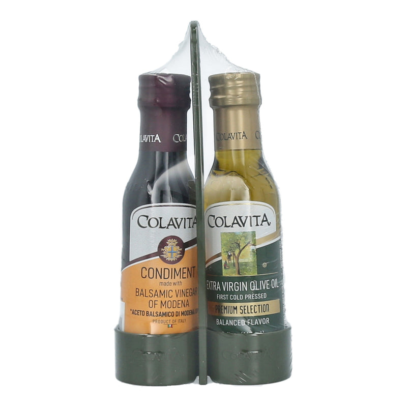 Colavita Extra Virgin Olive Oil and Balsamic Vinegar of Modena IGP Plastic Cruet Sets, 5 Fluid Ounce