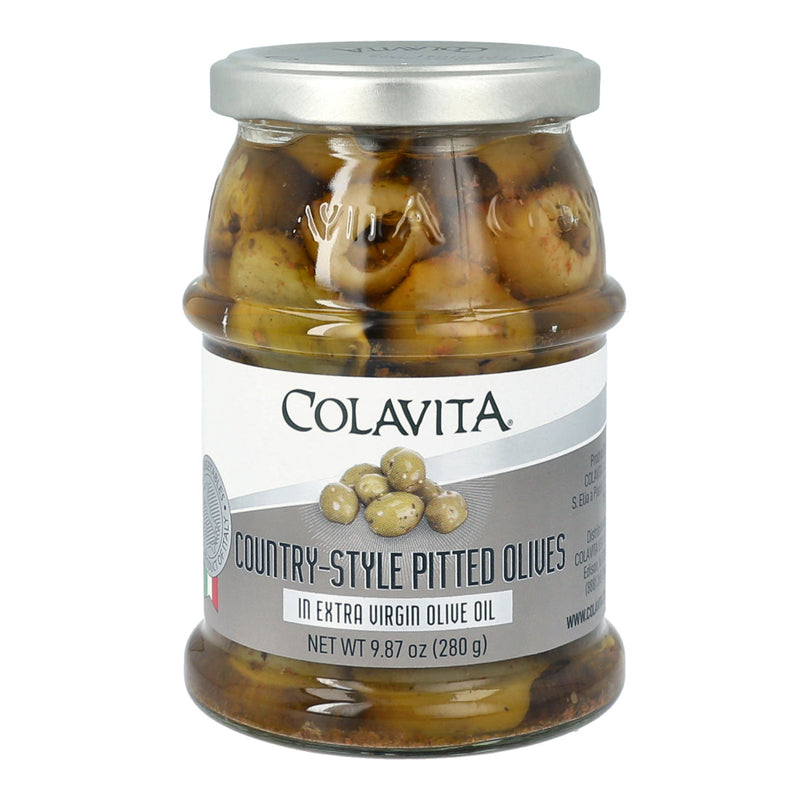 Colavita Country-Style Pitted Olives in Extra Virgin Olive Oil, 9.87 Ounce