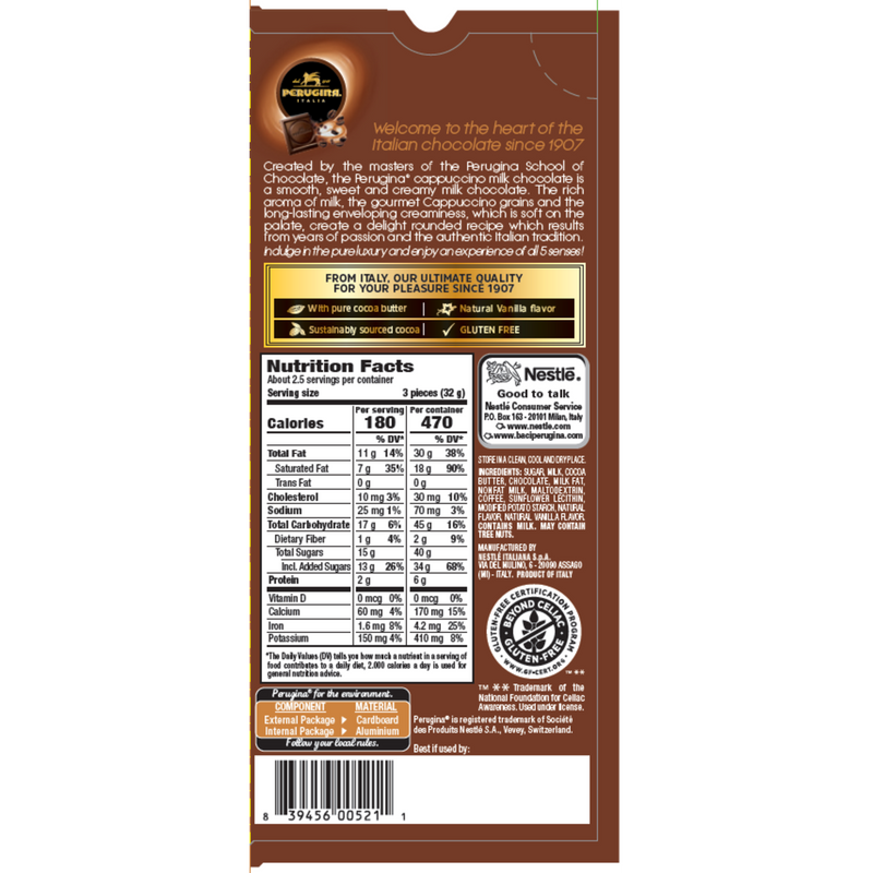 Perugina Milk Chocolate Cappuccino Bar, 3 Ounce