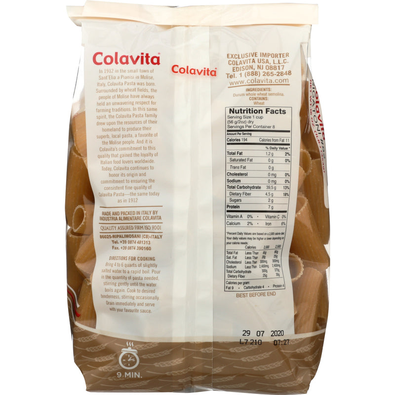 Colavita Whole Wheat Rigatoni Pasta, 1 Pound